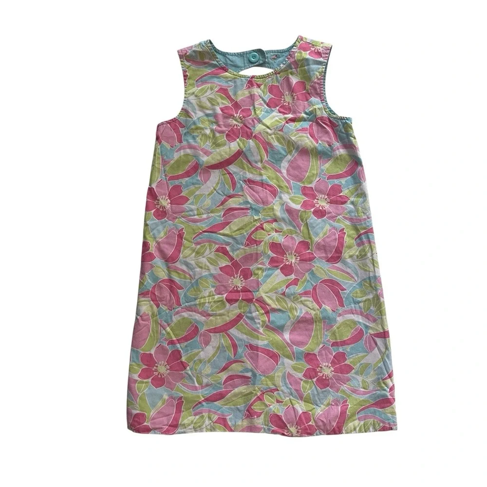 Gymboree Girls Size 10 Tank‎ Dress Pastel Reversible Floral Flamingo 100% Cotton